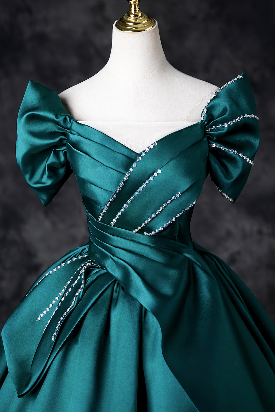 Green Satin Long Prom Dress, Elegant Lace Up Formal Evening Dress