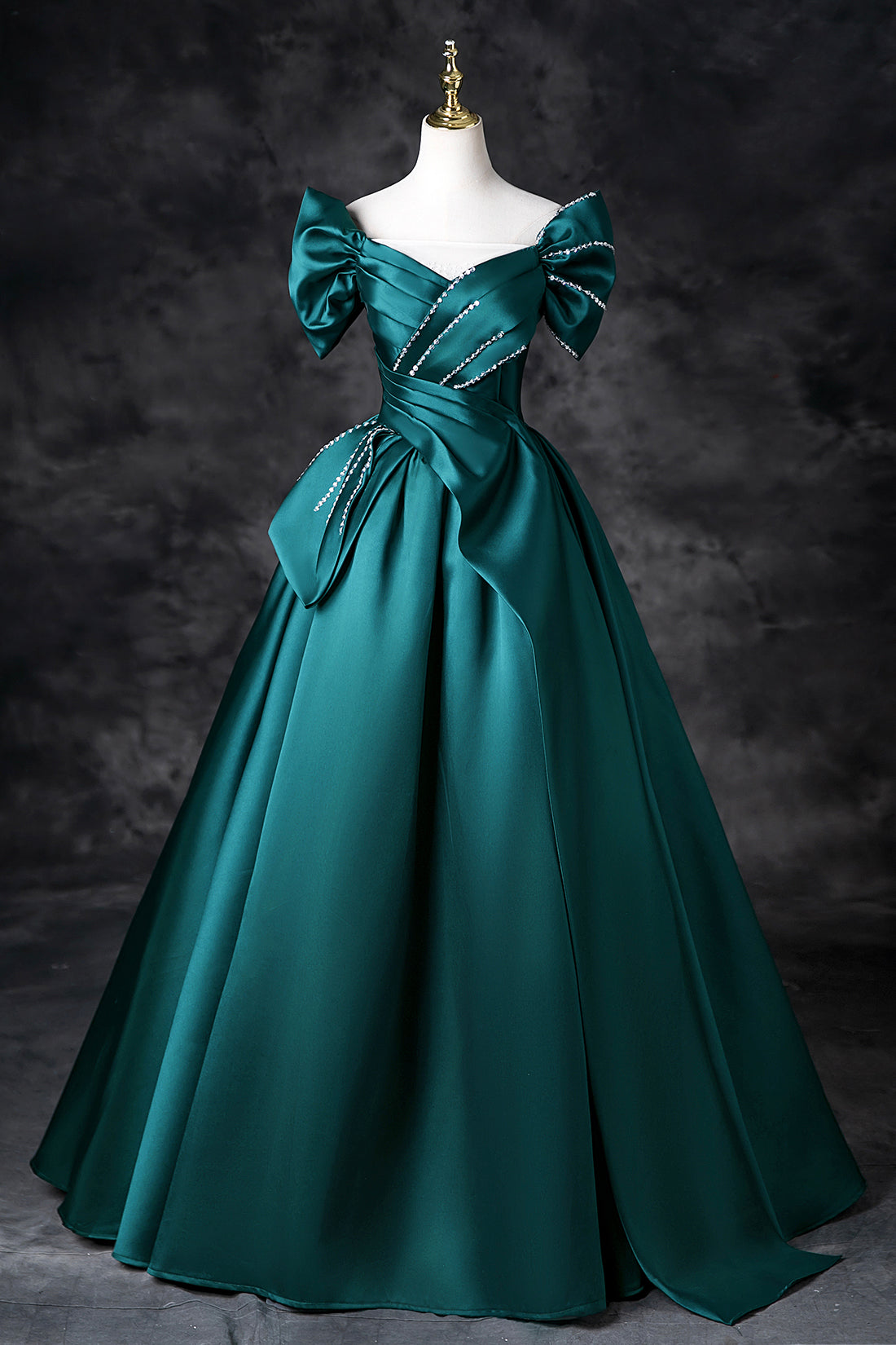 Green Satin Long Prom Dress, Elegant Lace Up Formal Evening Dress