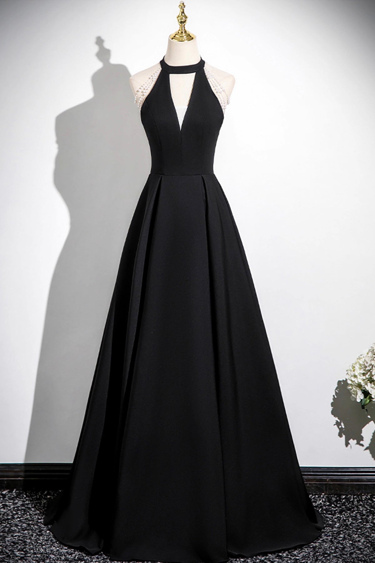 Black A-Line Short Prom Dress, Simple Black Evening Party Dress