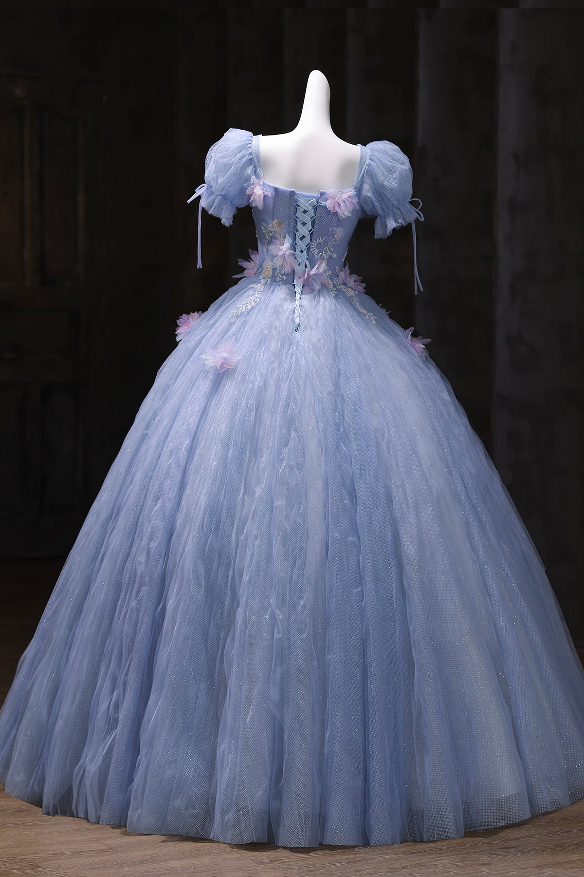 Blue Tulle Sequins Long Prom Dress, Lovely A-Line Evening Party Dress