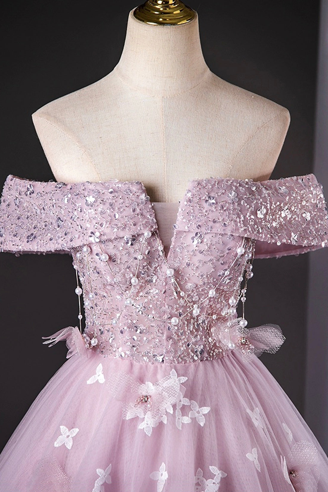 Light Purple Tulle Lace Long Formal Dress, Beautiful A-Line Evening Party Dress