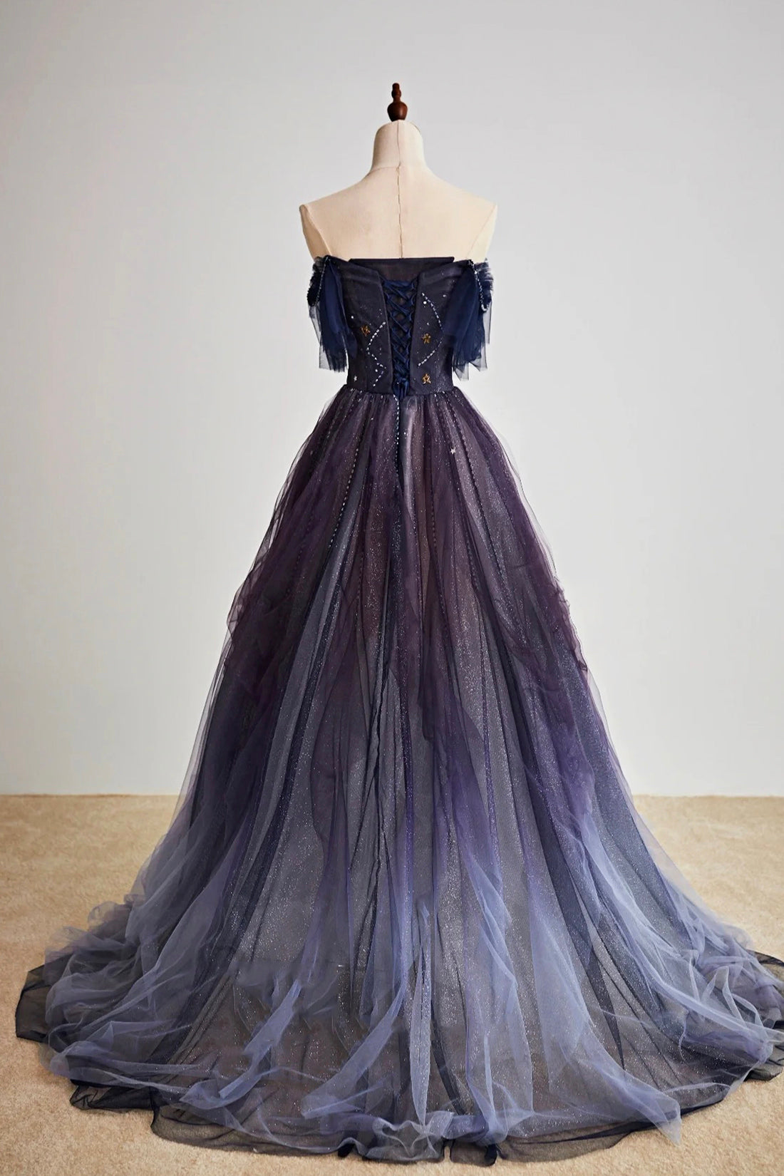 Purple Gradient Tulle Long Prom Dress, Beautiful A-Line Evening Party Dress