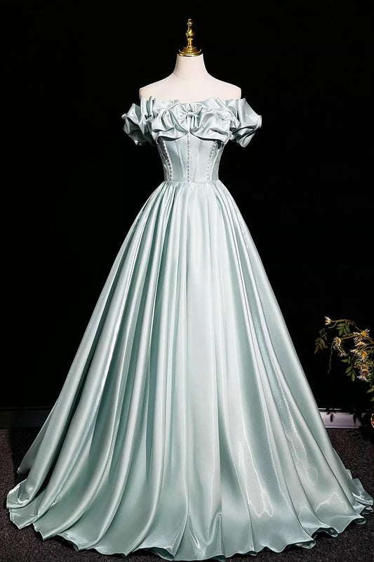 Beautiful Aqua Green  Prom Dresses Ball Gown, A-line Backless Prom Formal Dresses