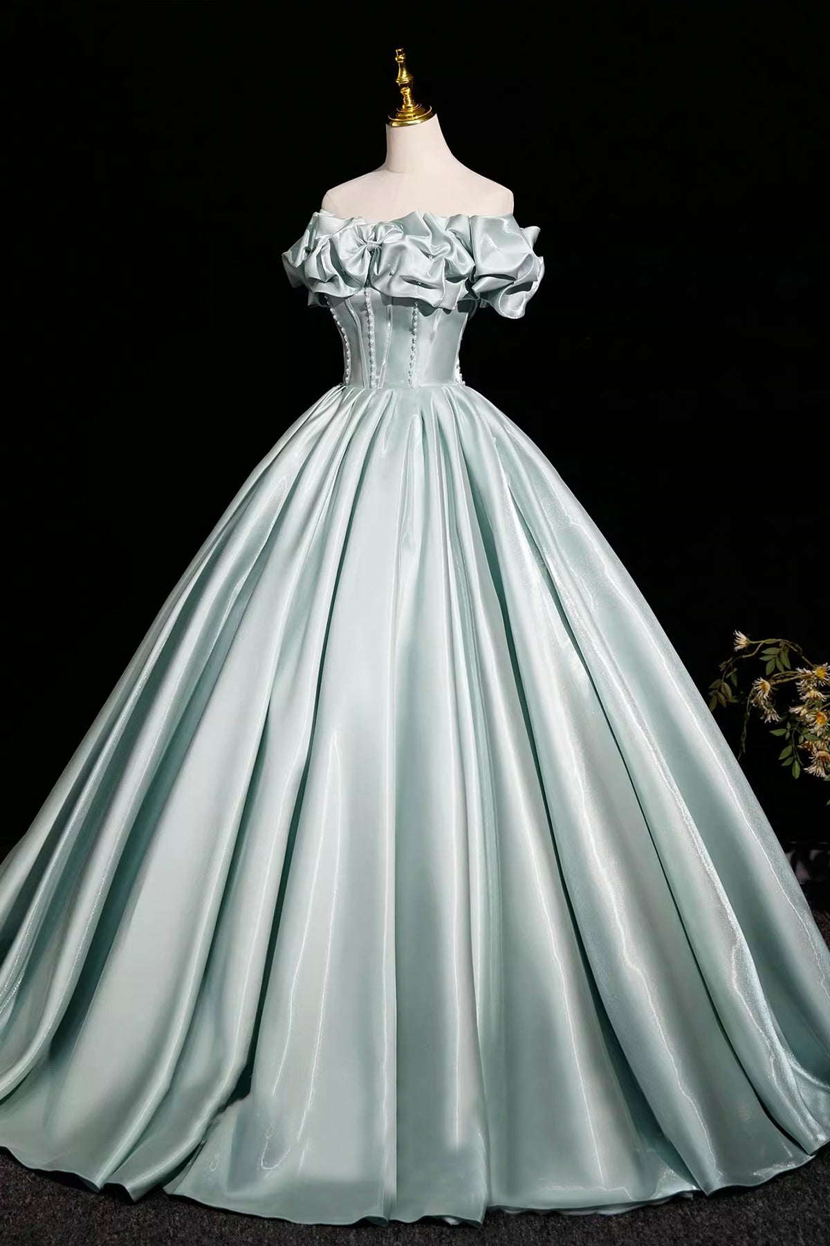 Beautiful Aqua Green  Prom Dresses Ball Gown, A-line Backless Prom Formal Dresses