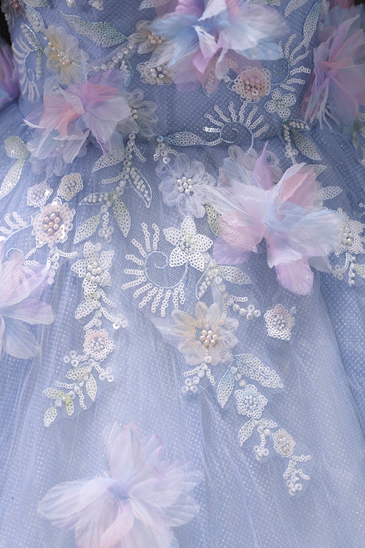 Blue Tulle Sequins Long Prom Dress, Lovely A-Line Evening Party Dress