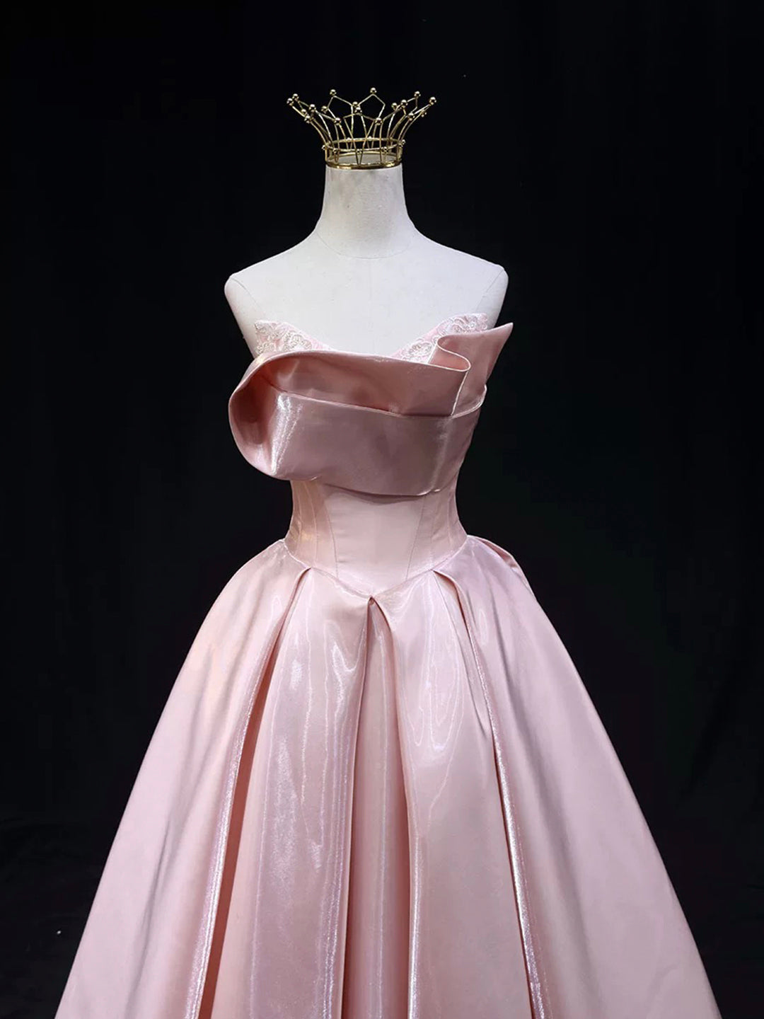 Pink Satin Strapless Long Prom Dress, Beautiful A-Line Party Dress