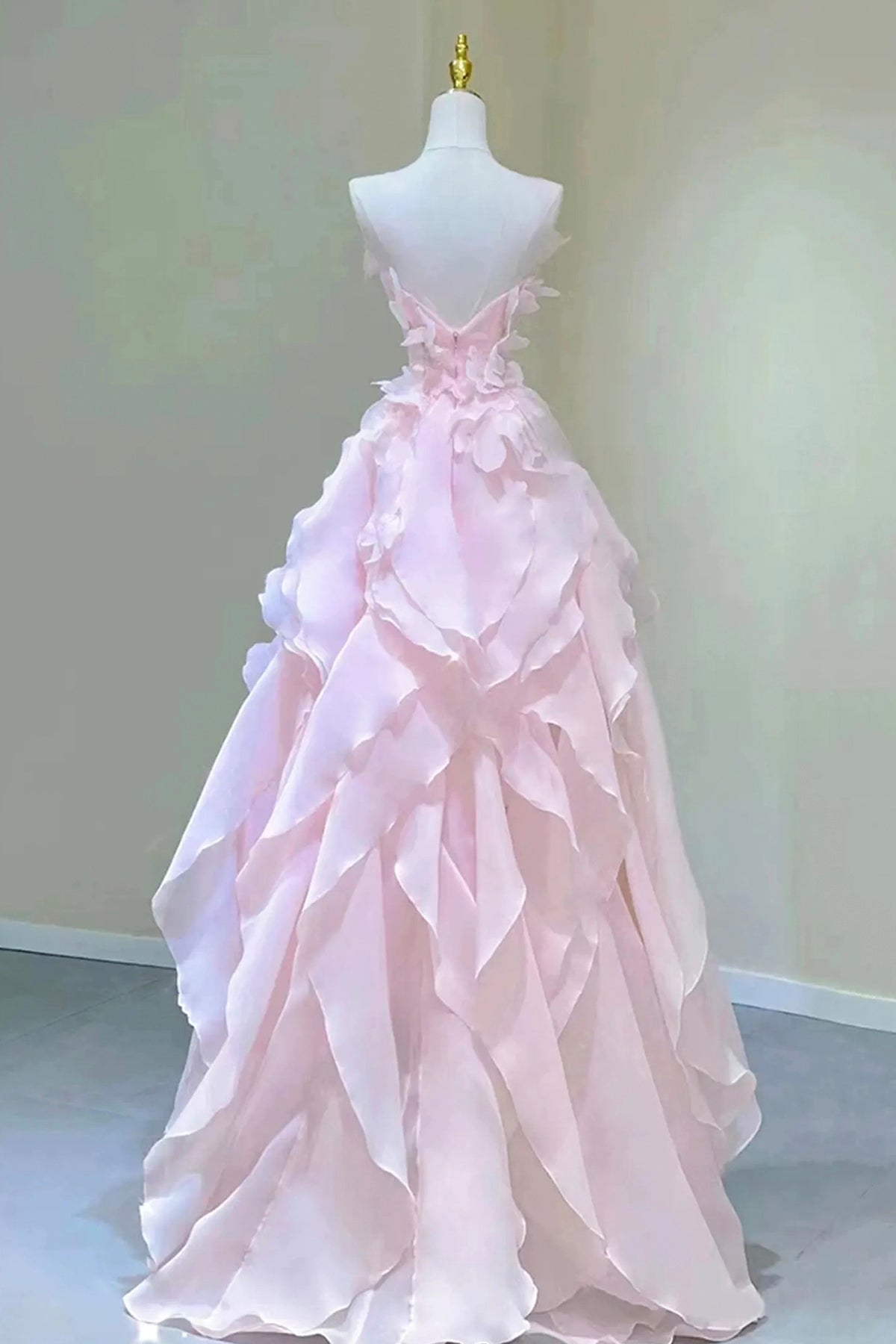 Pink A-Line Fashion Fairy Long Party Dress, Pink Evening Party Dress