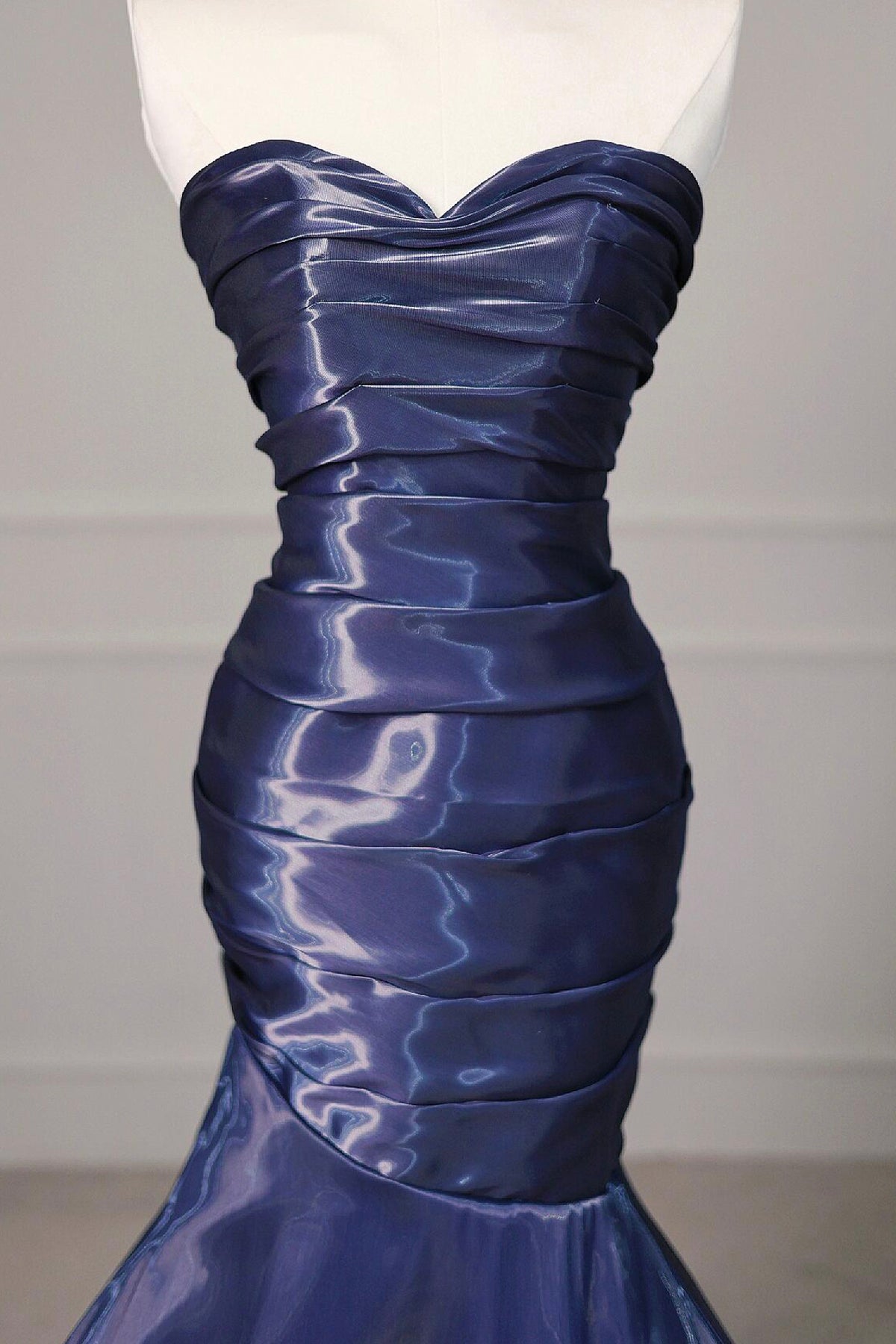 Blue Sweetheart Neck Satin Long Prom Dress, Mermaid Evening Dress