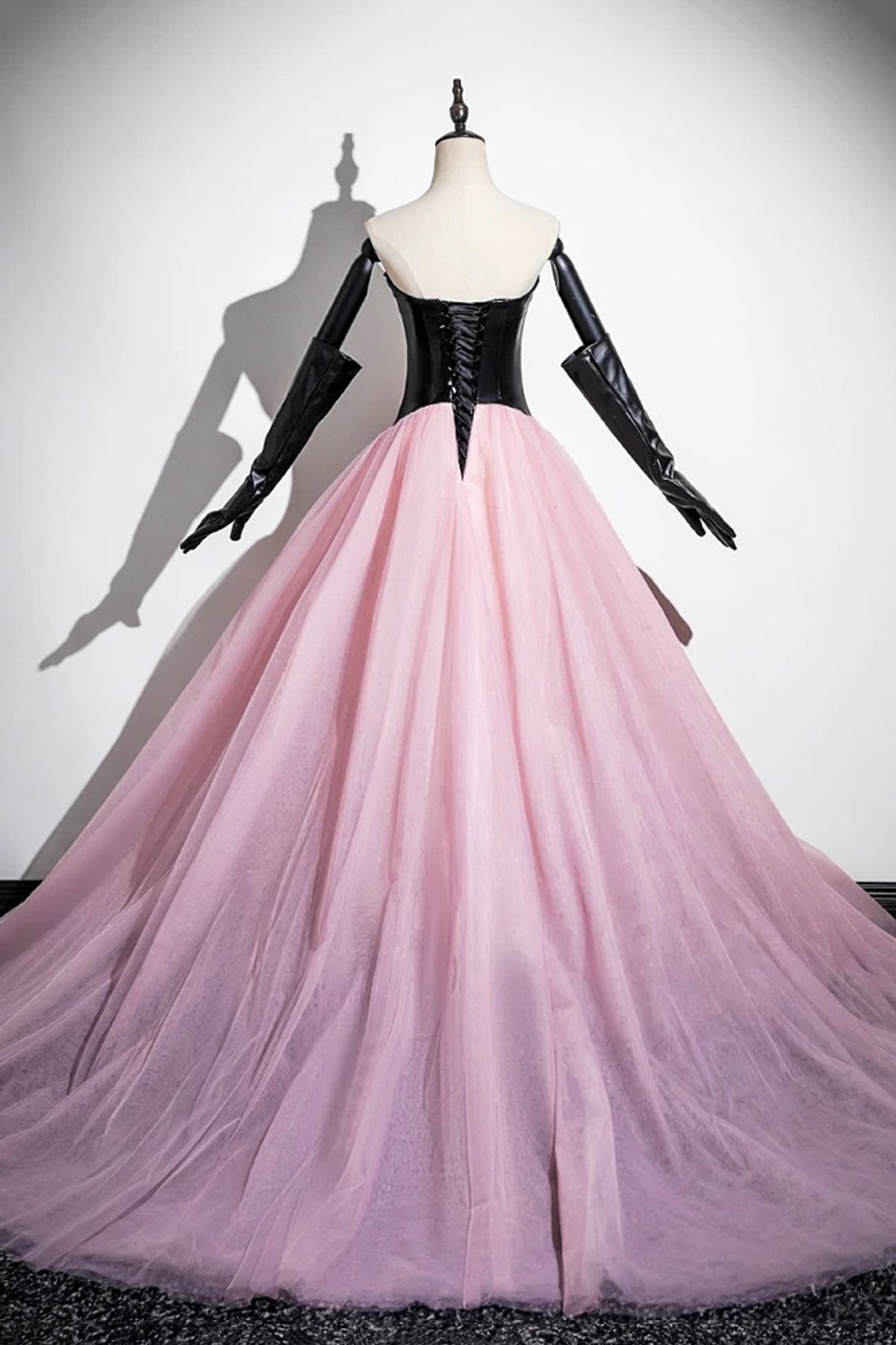 Black and Pink Tulle Long Prom Dress, Beautiful A-Line Evening Party Dress