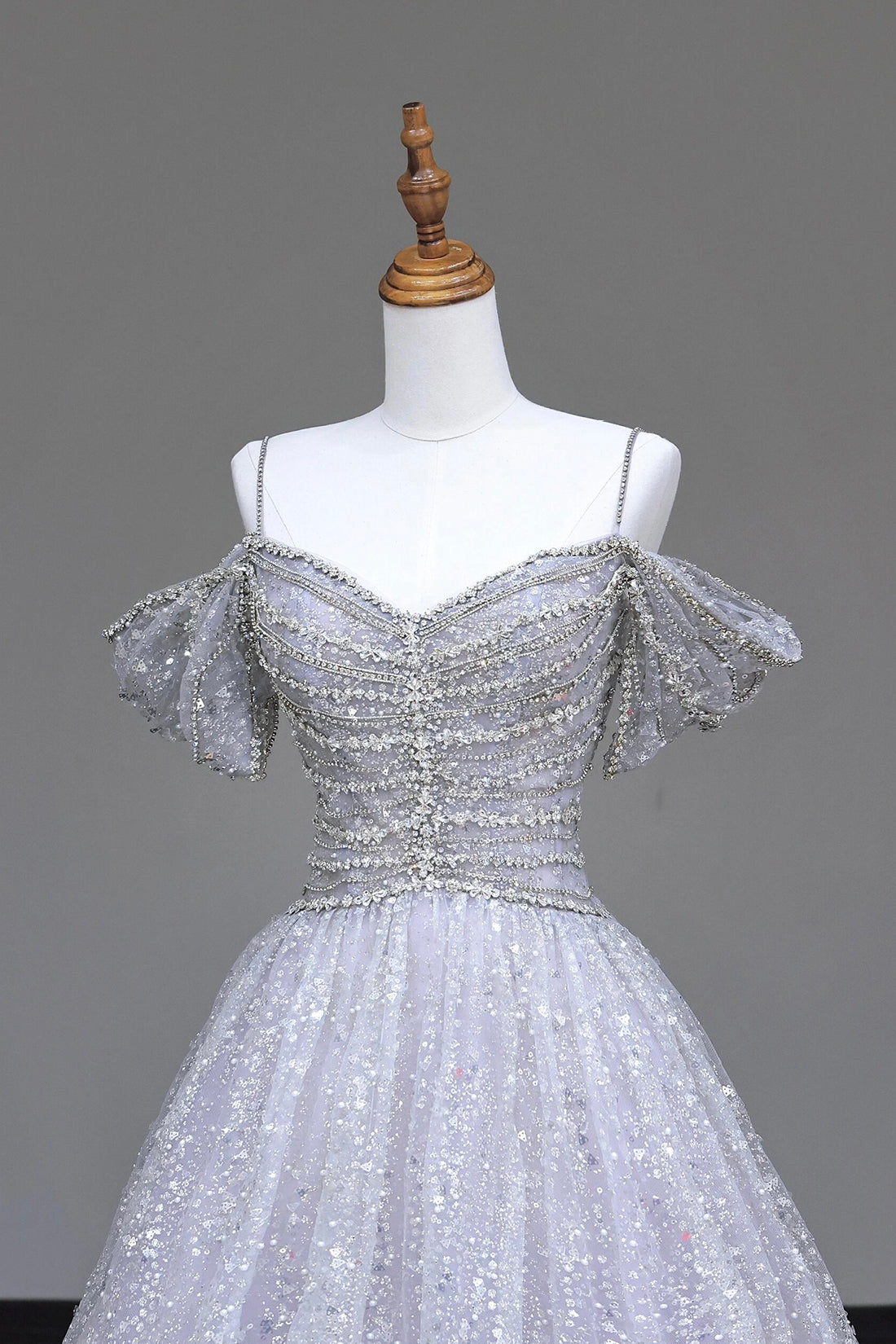 Shiny Tulle Sequins Long Prom Dress, Beautiful Off the Shoulder Evening Party Dress