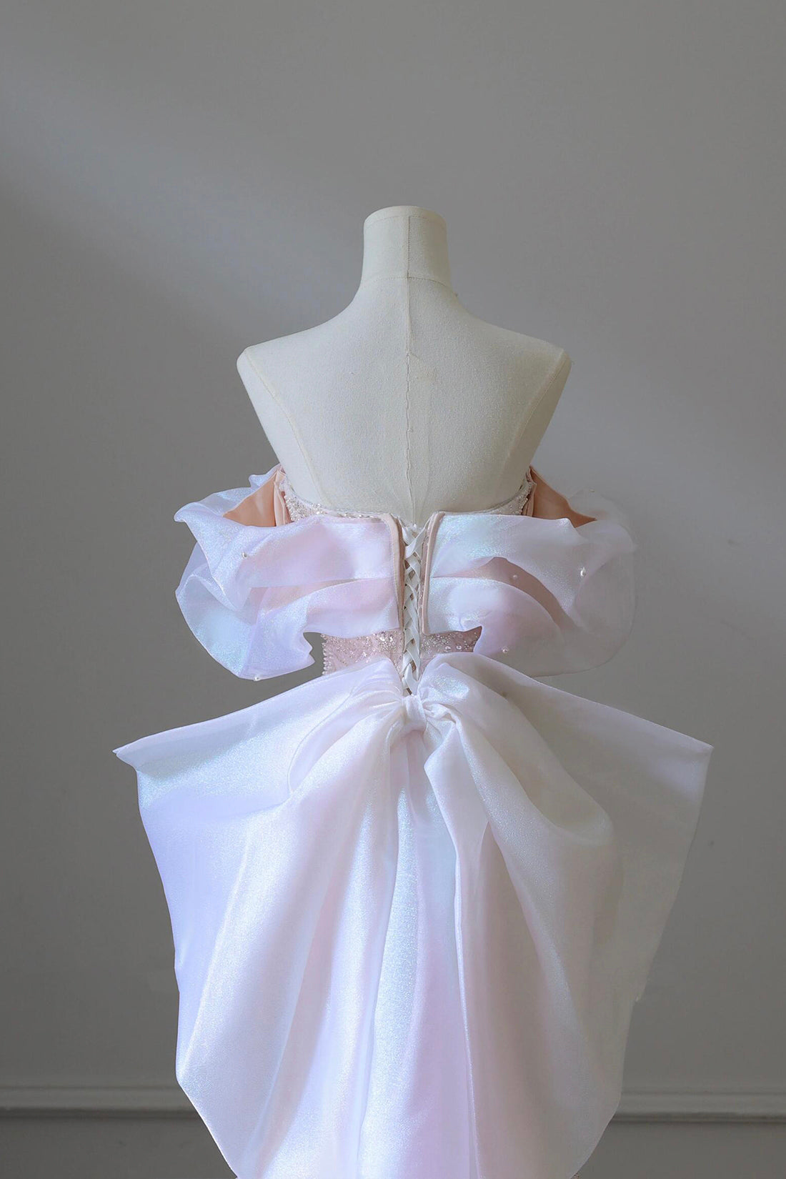 BeautifulSequins Strapless Pearls Party Dress, Pink A-Line Evening Dress