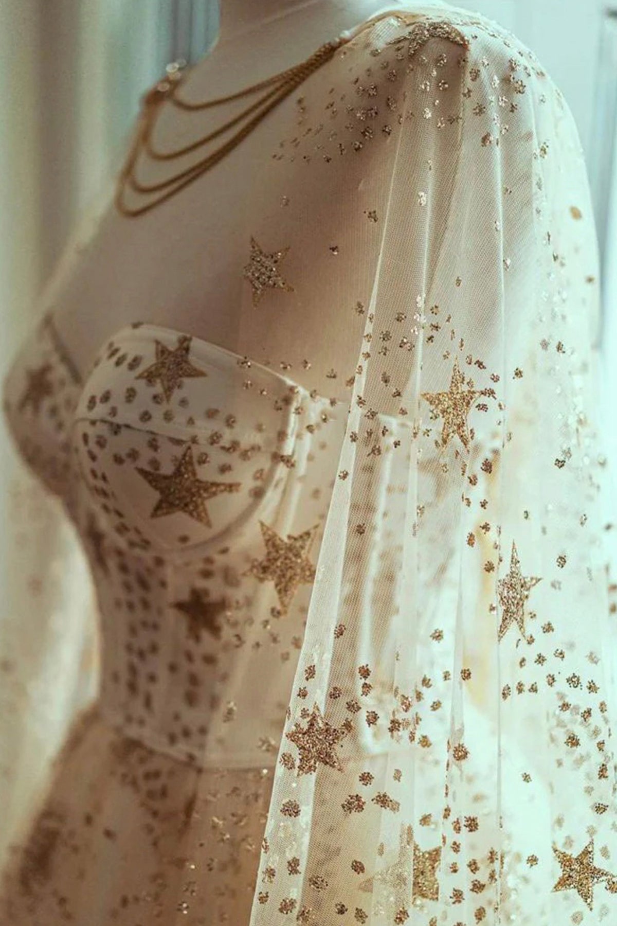 Sparkly Star Sequins Prom Dresses, Champagne Tulle A-Line Formal Dresses