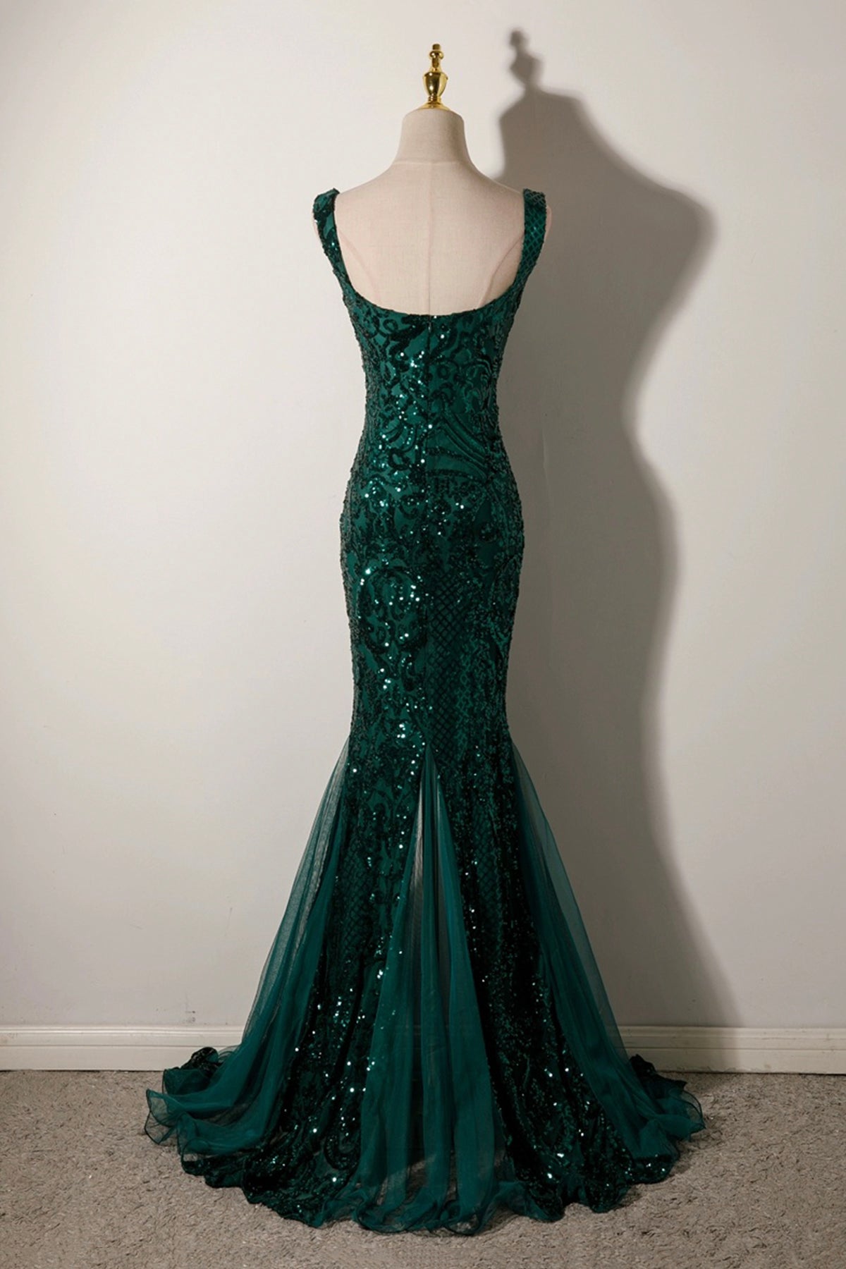 Mermaid Sequins Long Prom Dress, Burgundy/Green Evening Party Dress