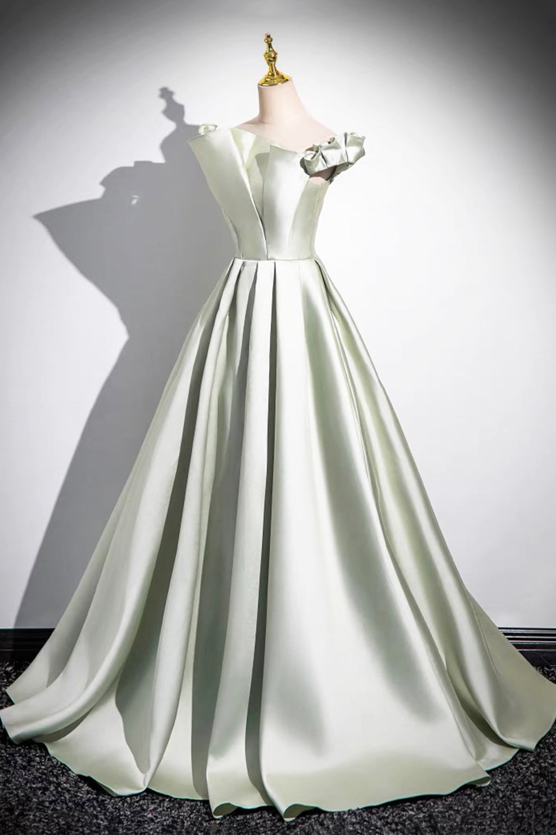 A-Line Green Strapless Floor Length Prom Dress, Simple Evening Party Dress