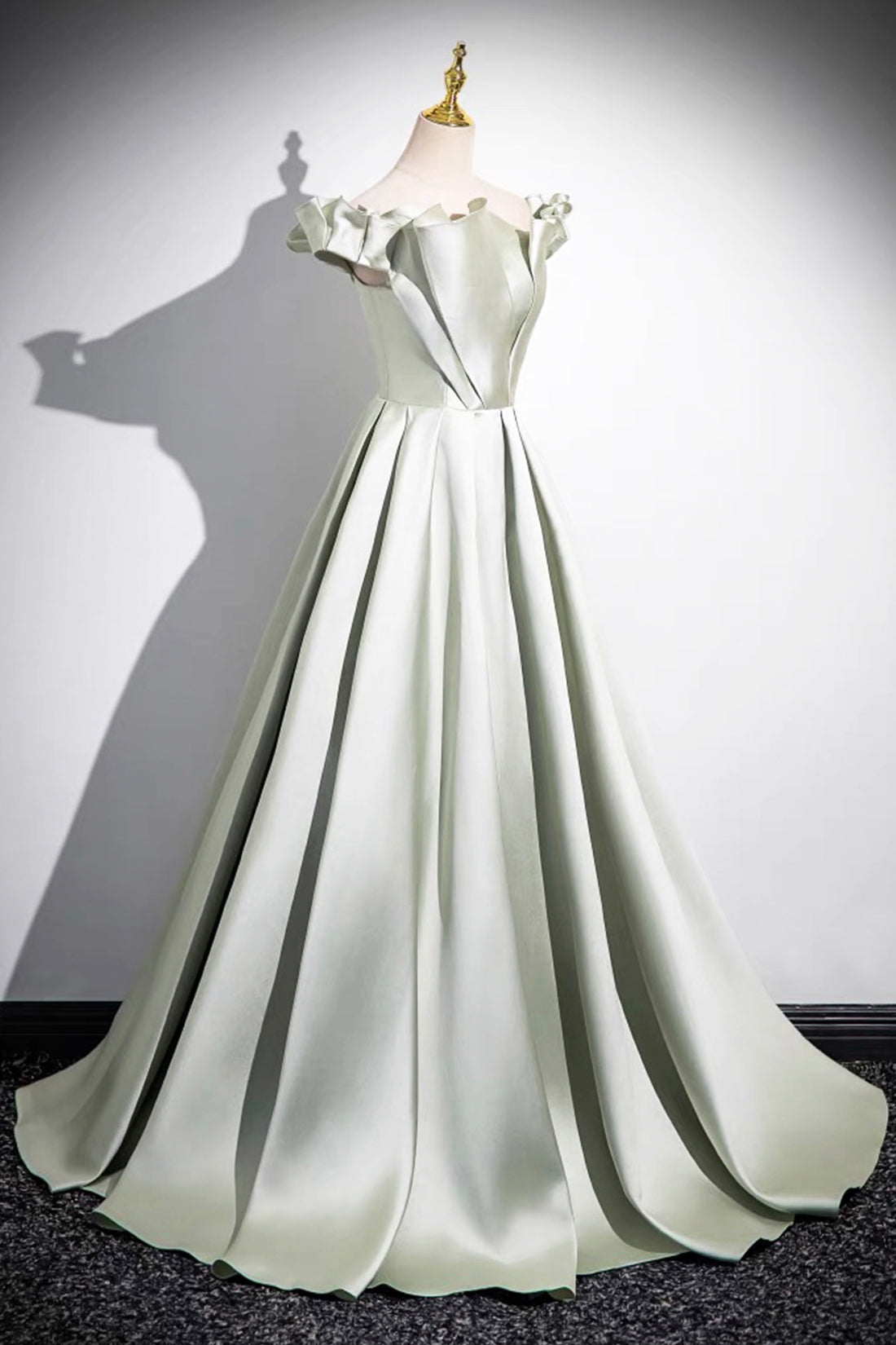A-Line Green Strapless Floor Length Prom Dress, Simple Evening Party Dress