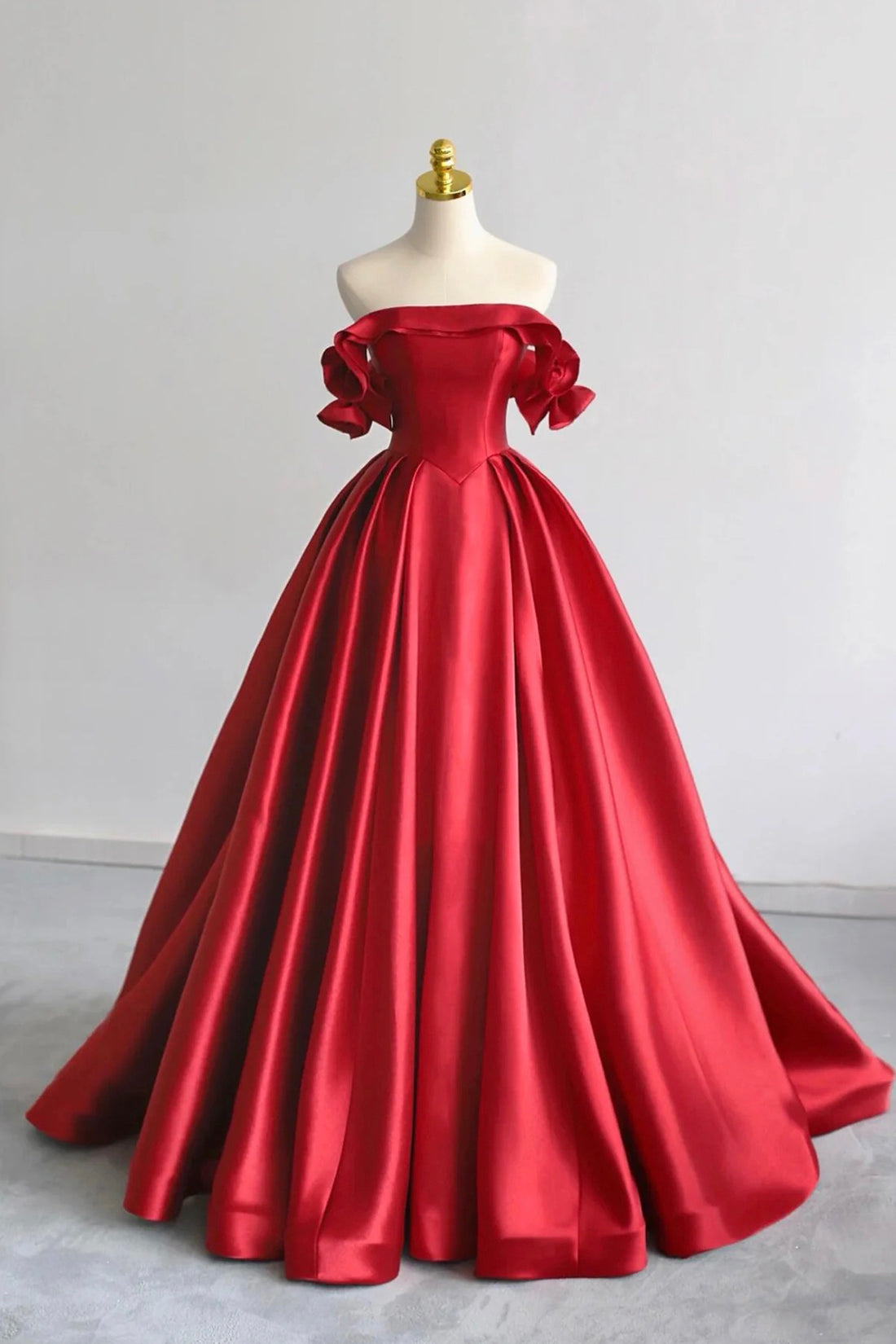 A-Line Satin Long Prom Dress, Off the Shoulder Evening Party Dress
