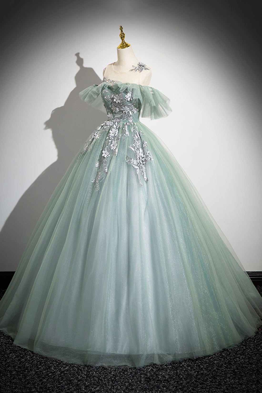 Beautiful Tulle Lace Floor Length Prom Dress