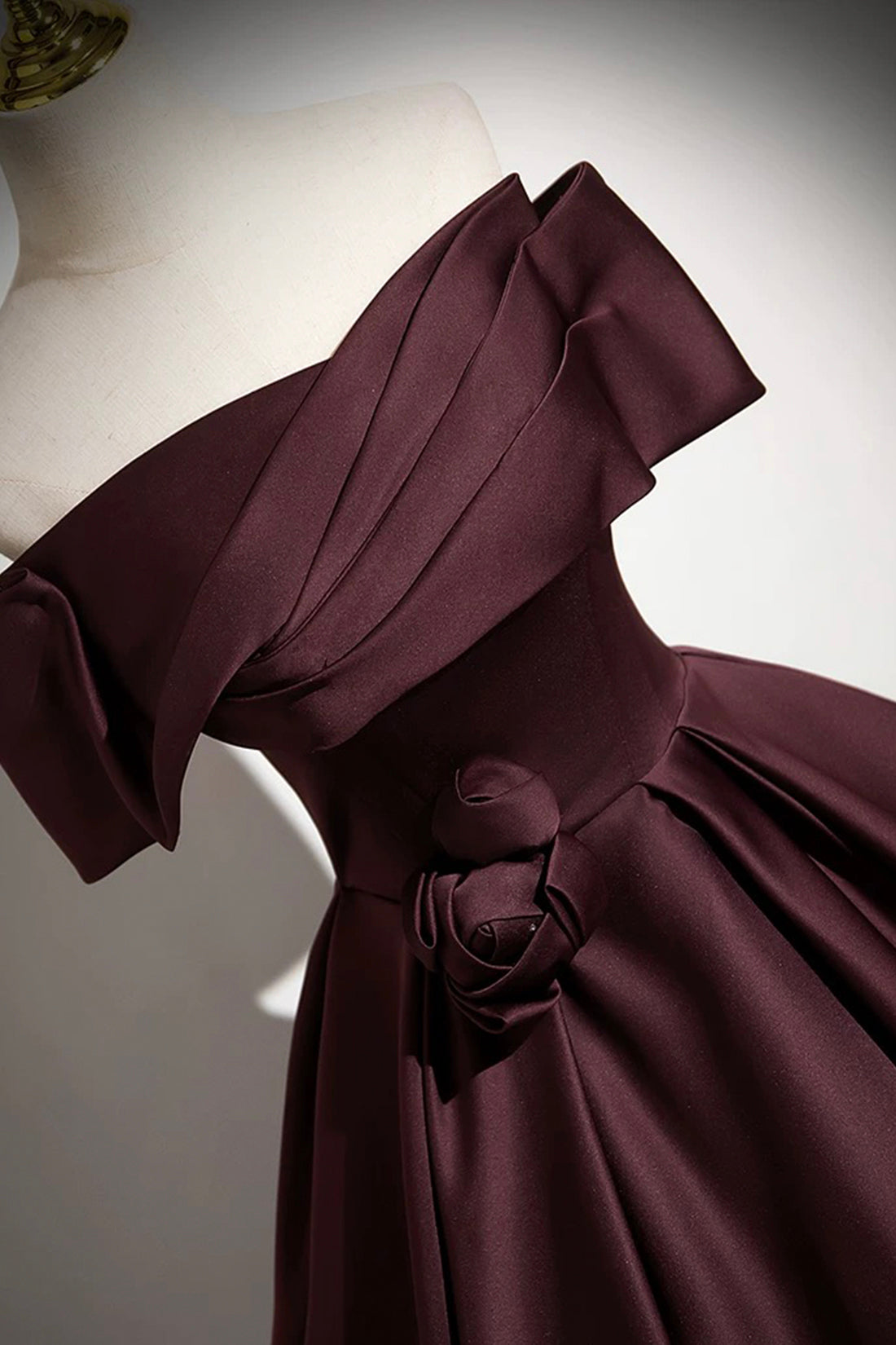 Burgundy Satin Floor Length Formal Dress, Elegant A-Line Party Gown