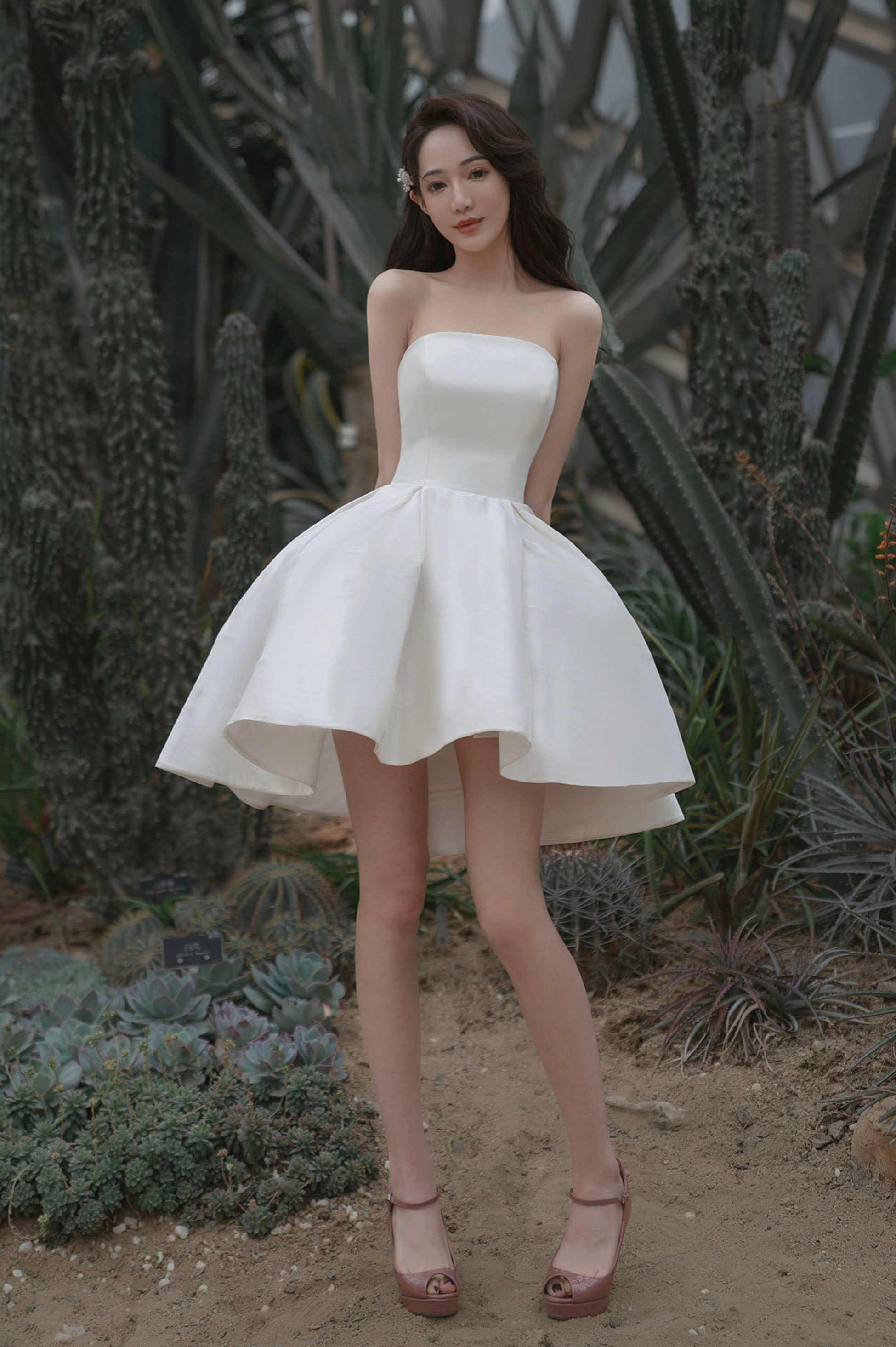 White Satin Short Prom Dress, A-Line Mini Evening Party Dress – girlideas