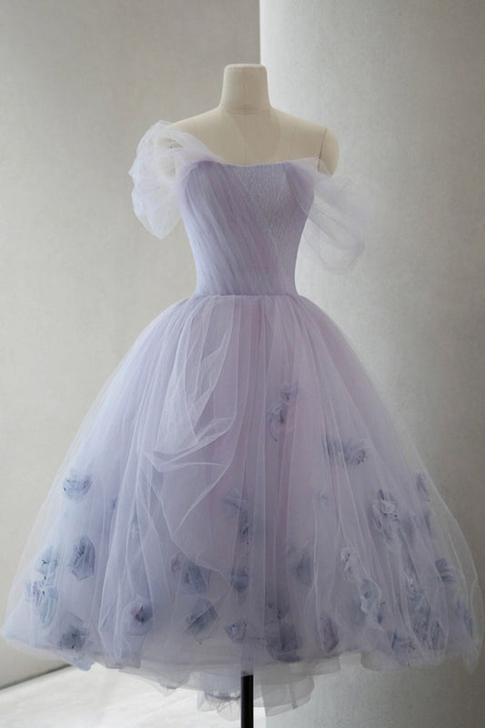 Purple Tulle Short Prom Dress