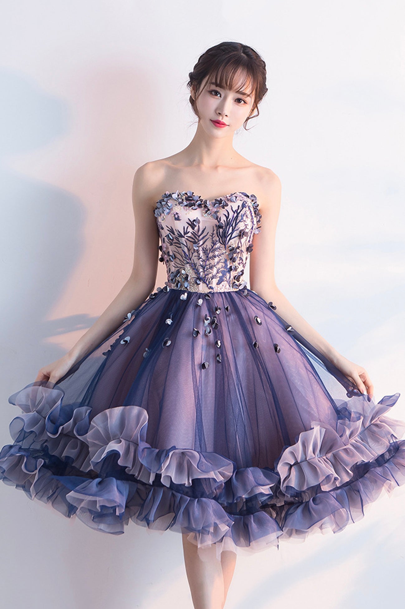 short strapless purple dress Strapless Short Homecoming Dress with Lace-Up Corset Plum / 6