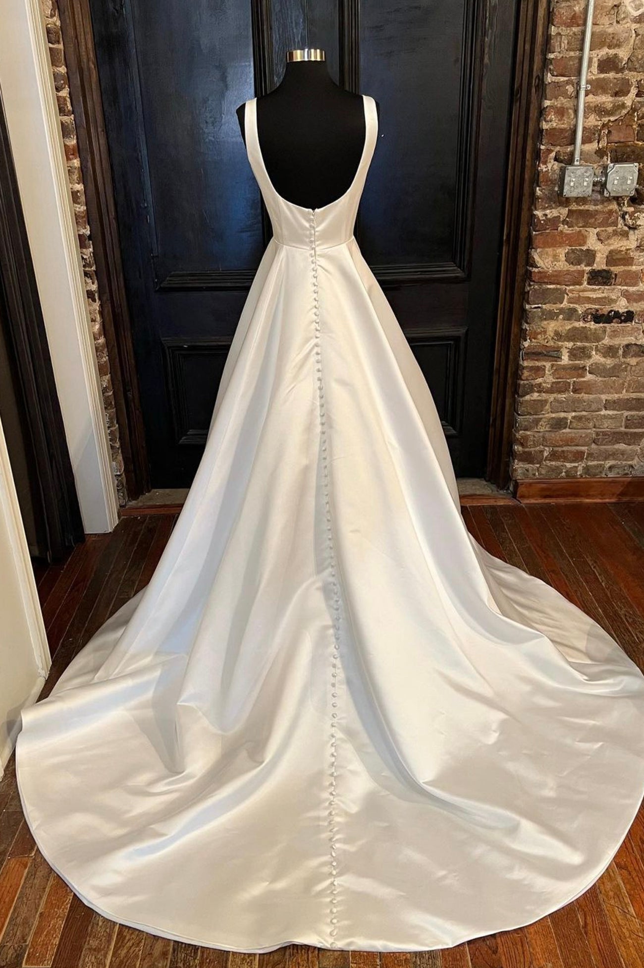 White Satin Long Prom Dress, A-Line Backless Evening Party Dress