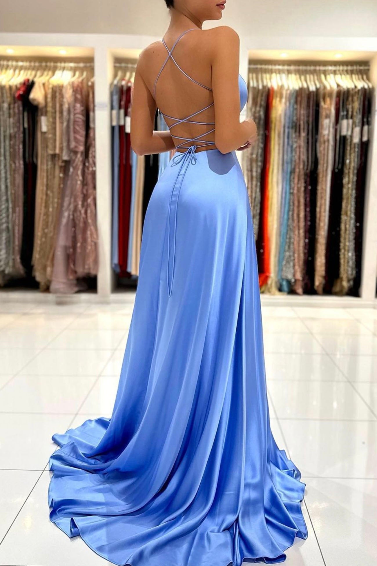Simple A-Line  Satin Long Prom Dress