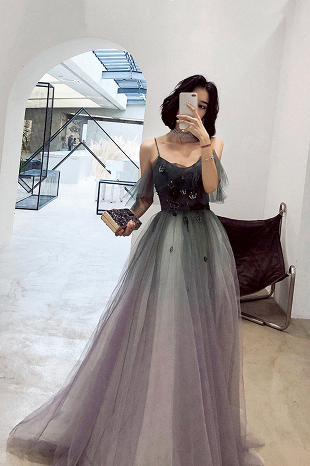 Stylish Tulle Long Gradient Prom Dress