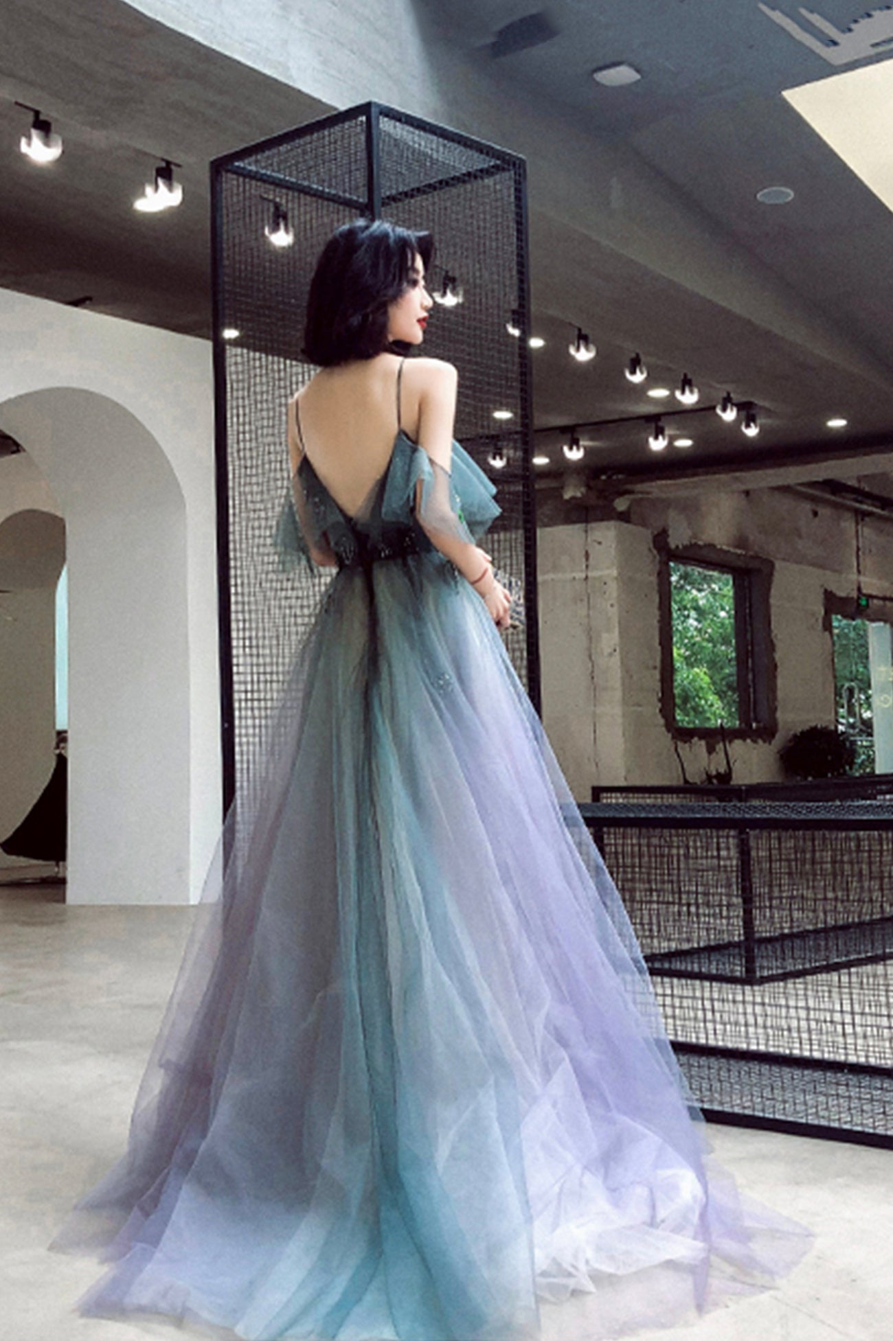 Stylish Tulle Long Gradient Prom Dress