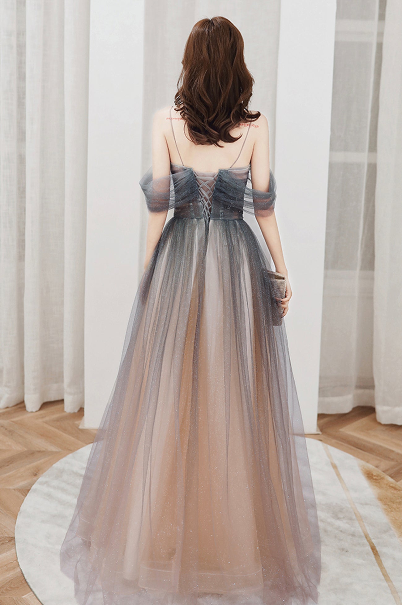 Beautiful Spaghetti Strap Tulle Long Prom Dress