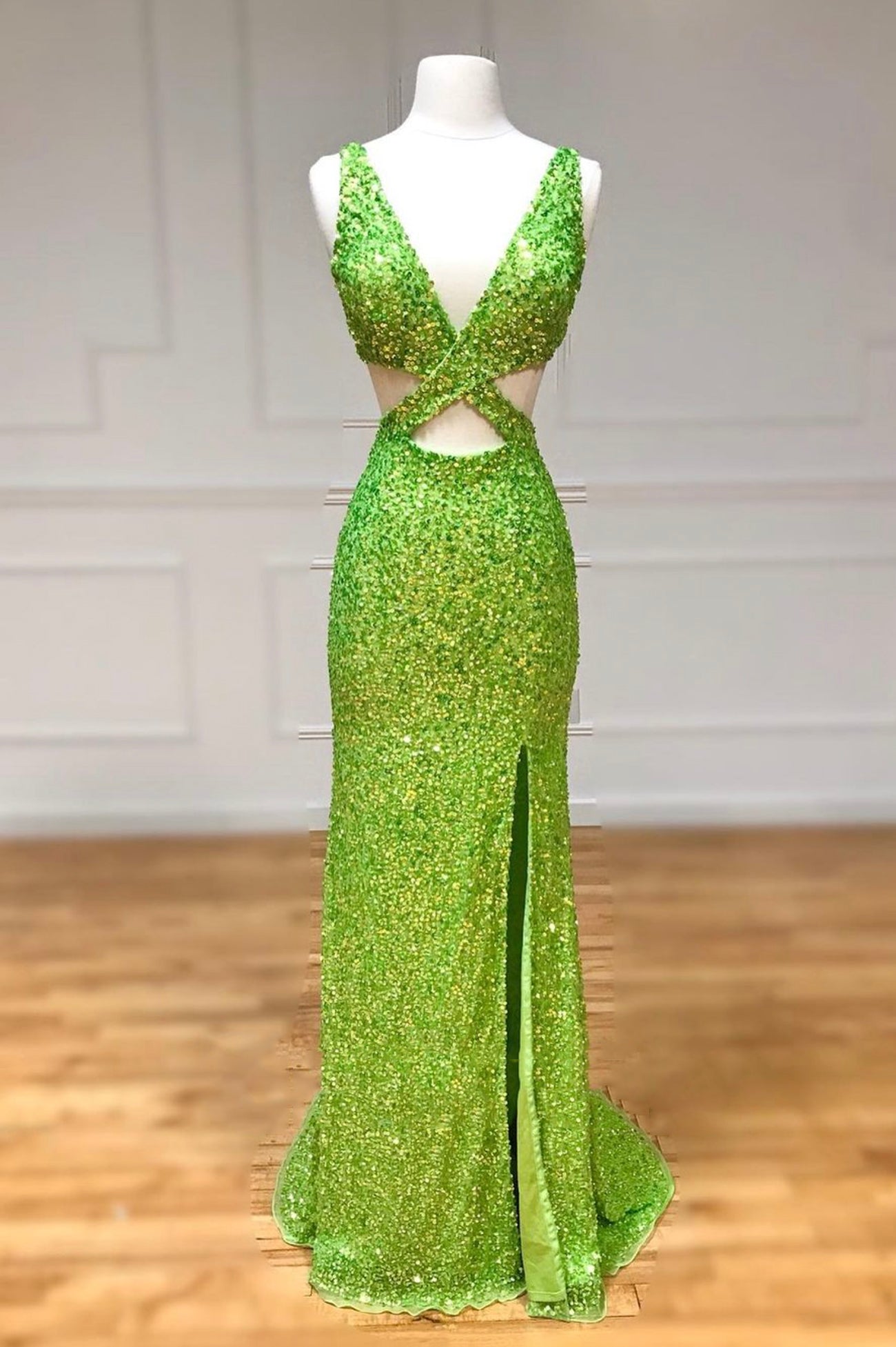 Green Sequins Long Prom Dress, Mermaid Backless Evening Dress with Sli girlideas Green Sequins Long Prom Dress, Mermaid Backless Evening Dress with Sli girlideas