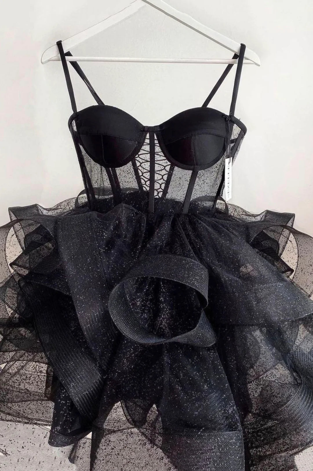 Cute Spaghetti Strap Tulle Short Homecoming Dress
