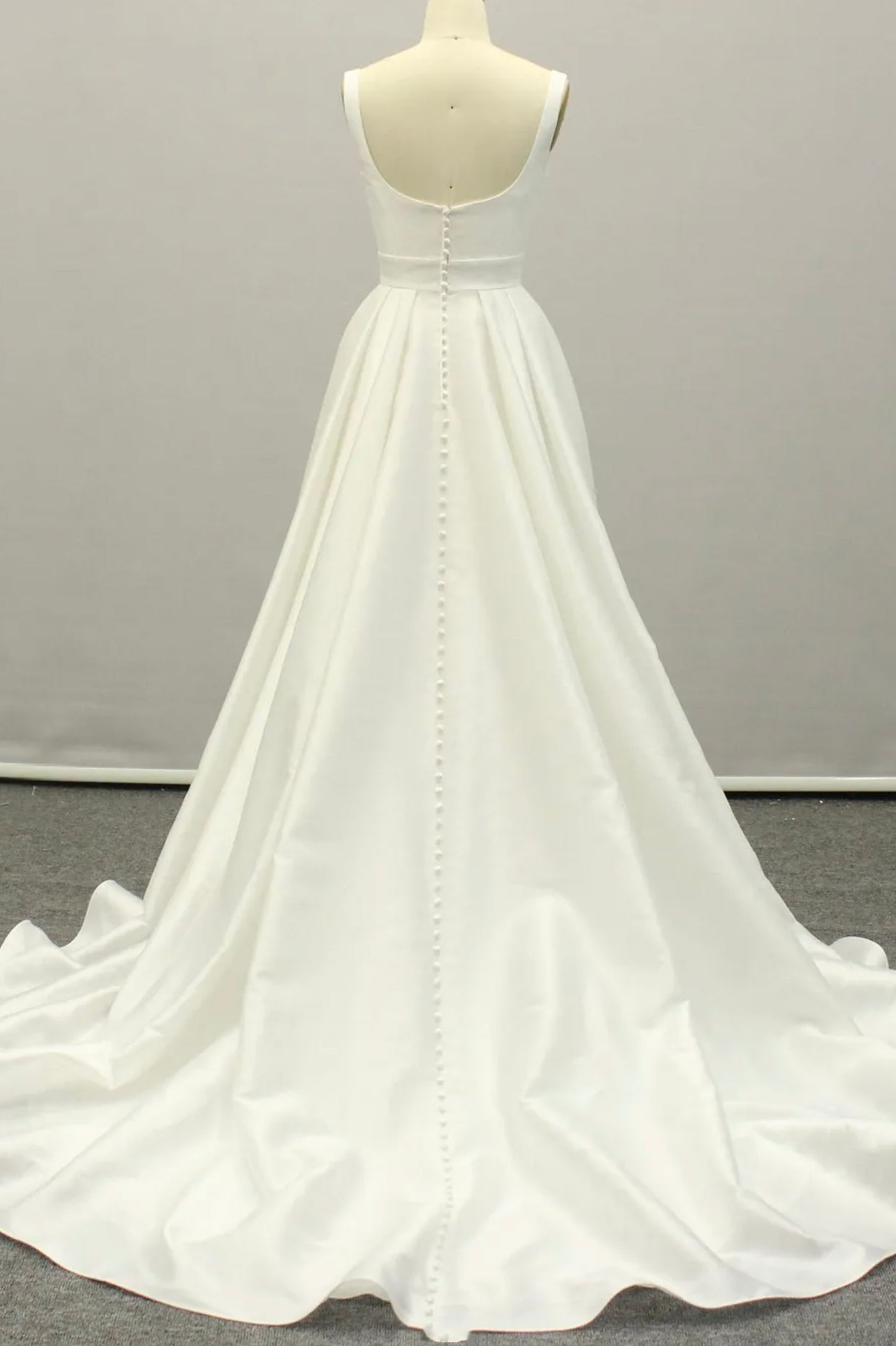 White Satin Long Prom Dress, A-line Backless Evening Party Dress