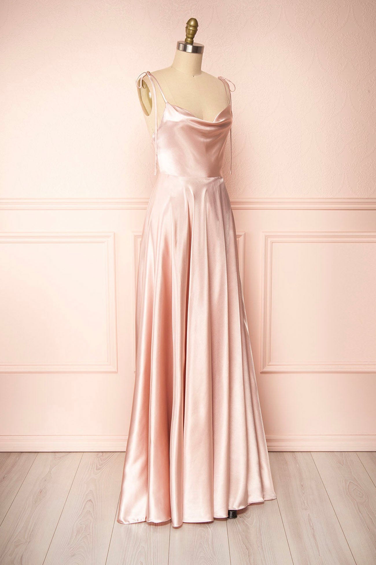Simple Satin Long Prom Dress, A-Line Spaghetti Strap Evening Party Dress