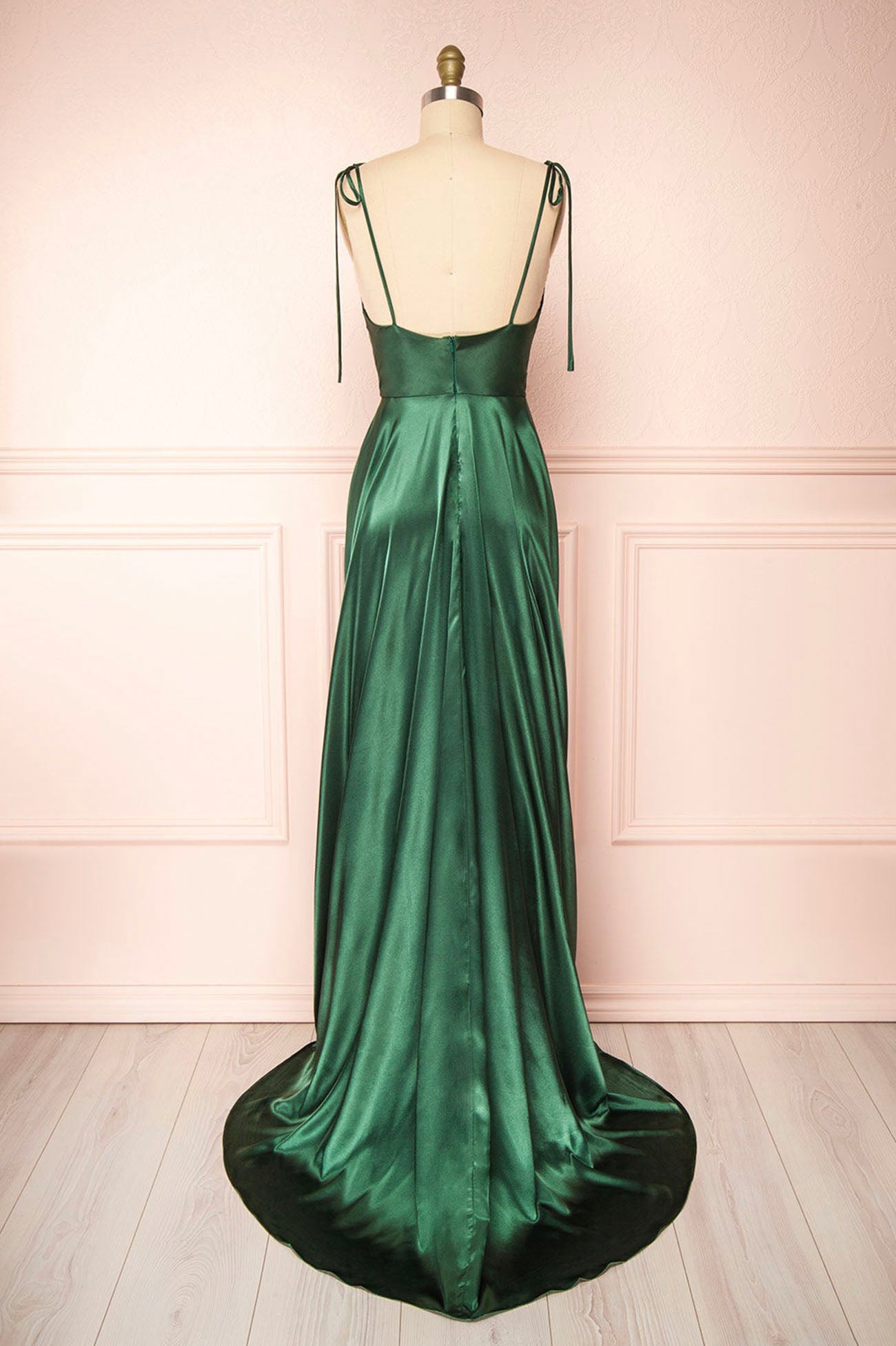 Simple Satin Long Prom Dress, A-Line Spaghetti Strap Evening Party Dress