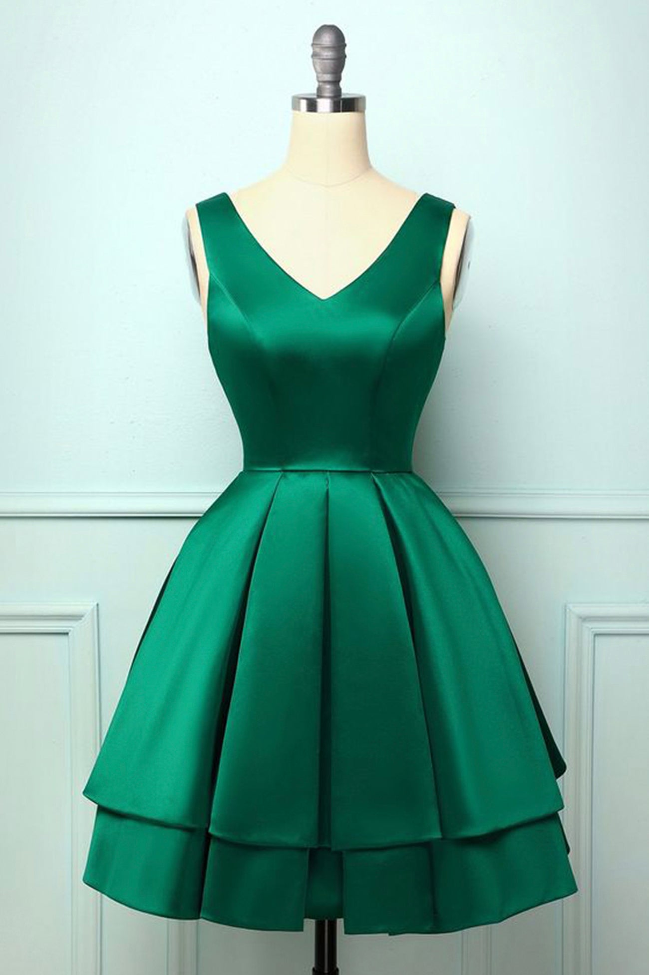 Cute V-Neck Satin Short Prom Dress, A-Line Mini Party Dress girlideas Cute V-Neck Satin Short Prom Dress, A-Line Mini Party Dress girlideas