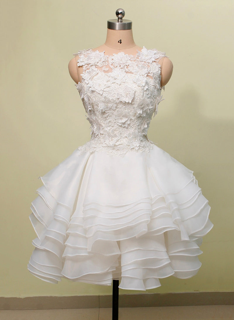 knee length white puffy dress