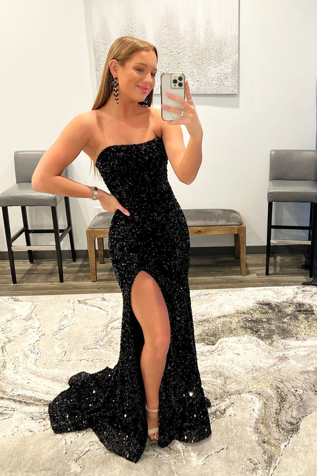 Mermaid Sequins Long Prom Dress, Simple Evening Dress Party Dress