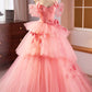 Pink Spaghetti Strap Tulle Floor Length Formal Evening Dress
