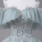 Beautiful Tulle Sequins Long Prom Dress, A-Line Off the Shoulder Party Dress