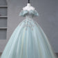 Beautiful Tulle Sequins Long Prom Dress, A-Line Off the Shoulder Party Dress