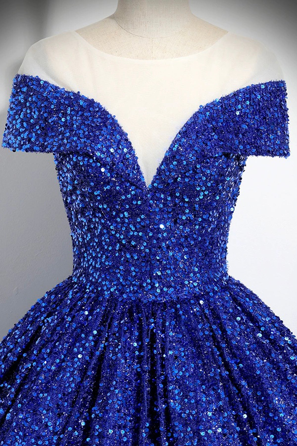 Elegant Sequins Floor Length Formal Dress, Blue A-Line Shiny Evening Party Dress