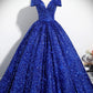 Elegant Sequins Floor Length Formal Dress, Blue A-Line Shiny Evening Party Dress