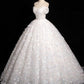 White Tulle Flowers Long A-Line Prom Dresses, Lovely Off the Shoulder Sweet 16 Formal Dresses