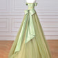 Green Spaghetti Strap Tulle Long Prom Dress, Beautiful A-Line Evening Party Dress