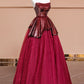 Burgundy Tulle Sequins Long Prom Dress, A-Line Strapless Evening Party Dress