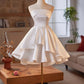 White Satin Short Prom Dress, A-Line Strapless Homecoming Party Dress