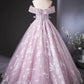 Light Purple Tulle Lace Long Formal Dress, Beautiful A-Line Evening Party Dress