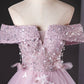 Light Purple Tulle Lace Long Formal Dress, Beautiful A-Line Evening Party Dress