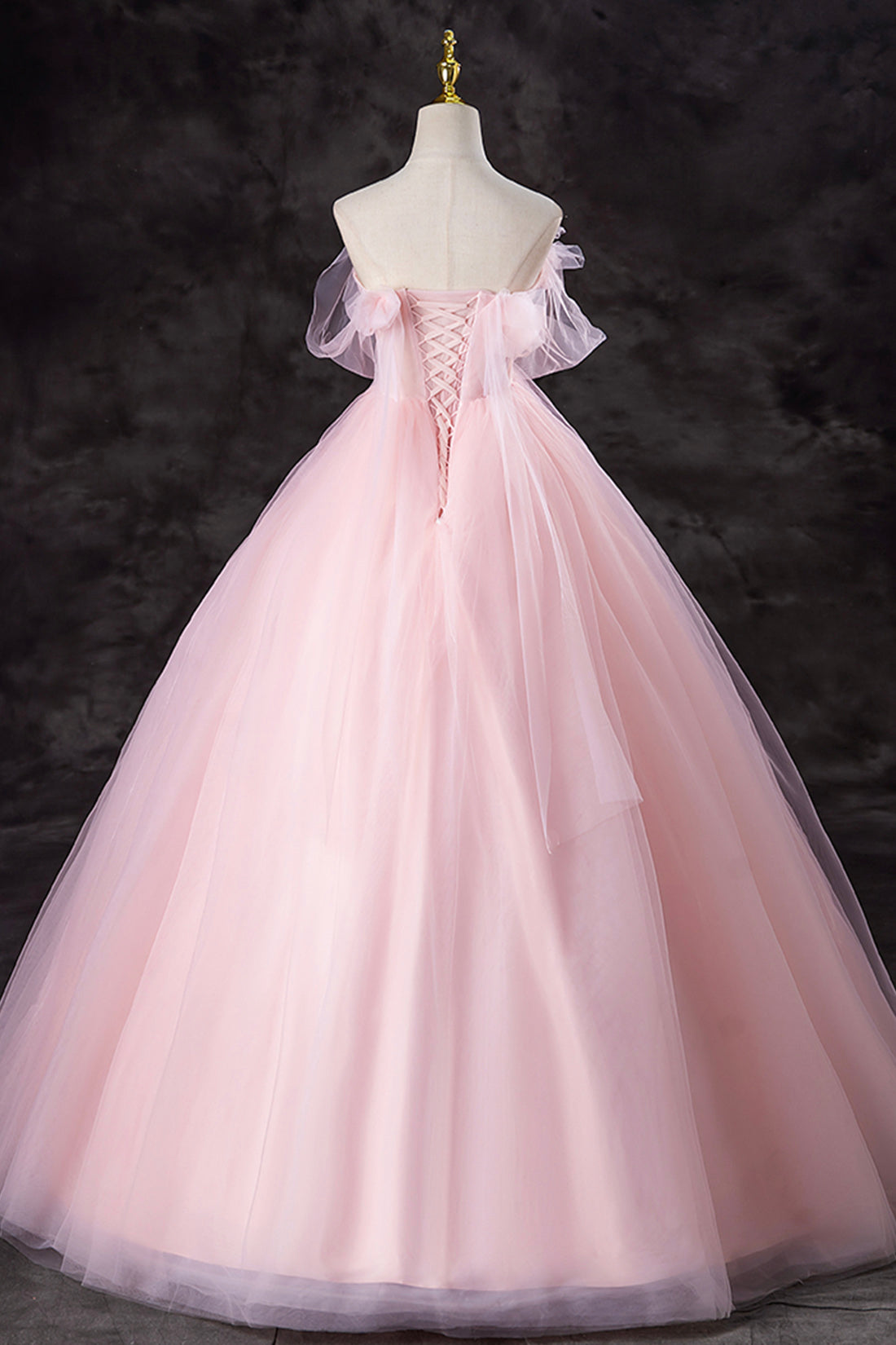 Pink Tulle Beaded Long Prom Dress, Beautiful A-Line Evening Party Dress